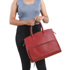 Handtasche aus echtem Leder mit Extra-Fach, Größe 13x38x30 cm, Weinrot image number 6