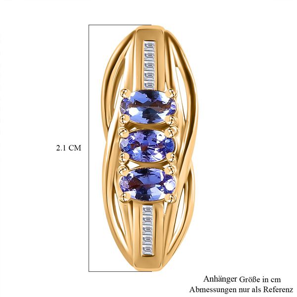 Tansanit und Diamant Anhänger, 925 Silber 750 Gelbgold Vermeil - 0,68 ct. image number 6