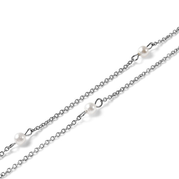 Wei&szlig;e Muschelkernperlen und mehrfarbige Kristall-Halskette image number 5