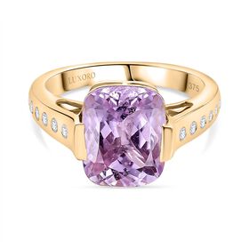 AAA Martha Rocha Kunzite, Weißer Diamant Ring 375 Gold (Größe 19.00) ca. 5,73 ct
