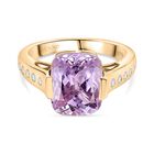 AAA Martha Rocha Kunzite, Weißer Diamant Ring 375 Gold (Größe 19.00) ca. 5,73 ct