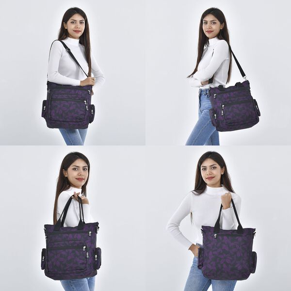 Umh&auml;ngetasche, schwarz Blattmuster image number 3