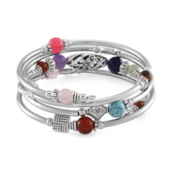 Flexibles und schwarz oxidiertes Multi Edelstein Armband - 40 ct.