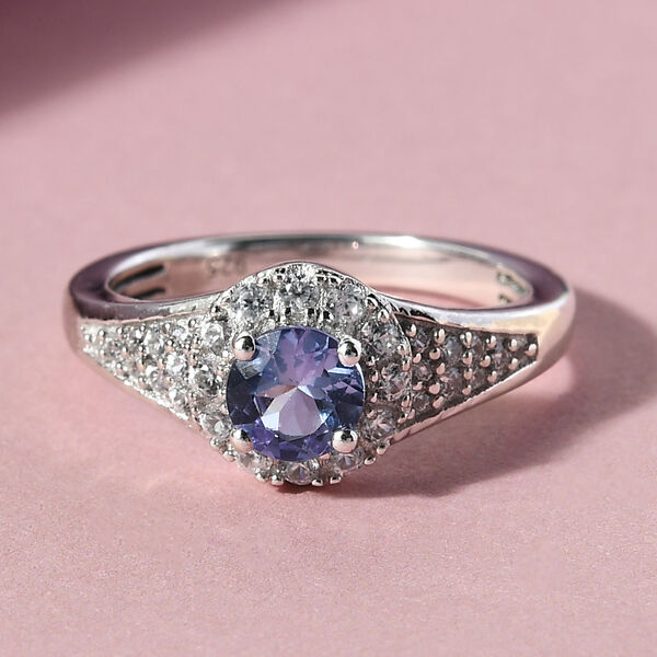 Tansanit und Zirkon Ring 925 Silber platiniert  ca. 0,92 ct image number 2