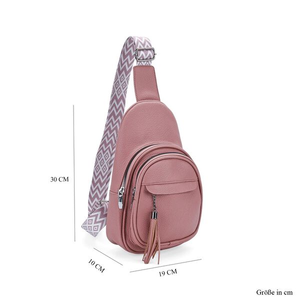 Rosa PU Brusttasche und LA MAREY Ombre Chiffon Seiden Schal image number 8