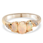 Natürlicher Äthiopischer Opal Opal und Zirkon 3 Stein Ring 925 Silber 585 Vergoldet image number 0