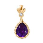 Afrikanischer Amethyst, Weißer Zirkon Anhänger Messing ca. 3.18 ct