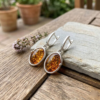 Nat&uuml;rlicher Baltischer Bernstein Ohrringe 925 Silber