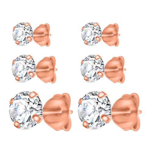 AAAA Zirkonia Ohrringe Set in rosévergoldetem Silber image number 1