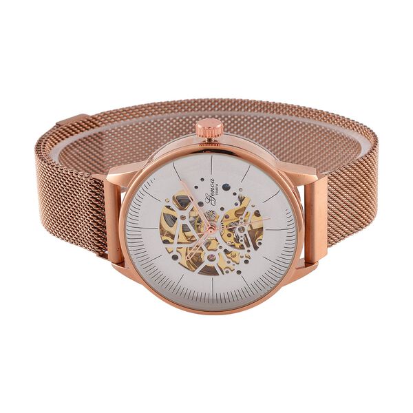 GENOA Automatik Mechanische Uhr mit Sonnenschein-Hohlzifferblatt und Automatischem Uhrwerk, rosefarben image number 3