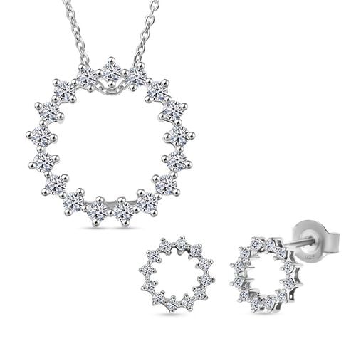 LUXURIANT DIAMOND- 3er Set - Lab Grown Diamant SI-GH Anhänger mit Kette (ca. 50cm) und Ohrringe, 925 Silber rhodiniert ca. 0.75 ct image number 0