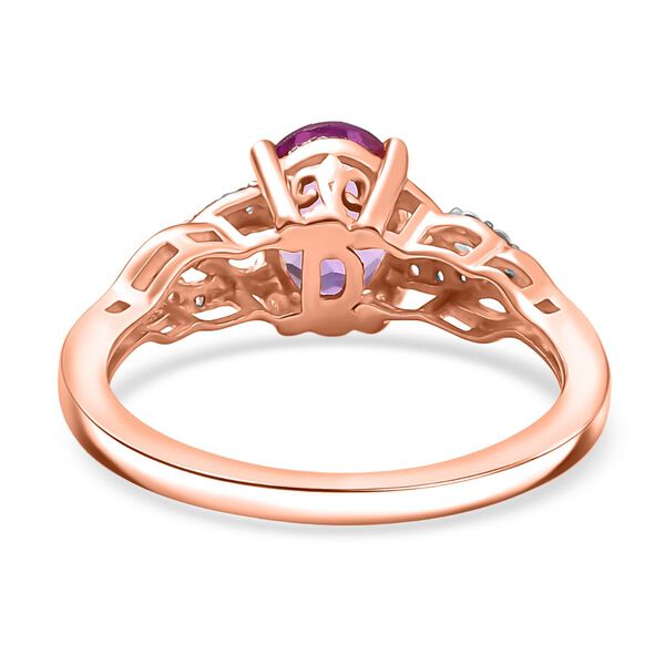 3er Set - D'Joy AA Rose De France Amethyst Ring, Ohrringe, und Anh&auml;nger, 925 Silber 750 ros&eacute;vergoldet (Gr&ouml;&szlig;e 20.00) ca. 4,74 ct. image number 5