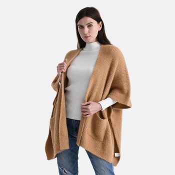 Cardigan im l&auml;ssig-eleganten Stil mit offenen Seiten und Taschen, Einheitsgr&ouml;&szlig;e, Braun