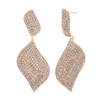 Blatt-Design Wei&szlig;e Kristall Chandelier Ohrringe, Nickelfreies Messing, goldfarben