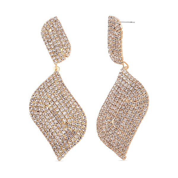 Blatt-Design Wei&szlig;e Kristall Chandelier Ohrringe, Nickelfreies Messing, goldfarben