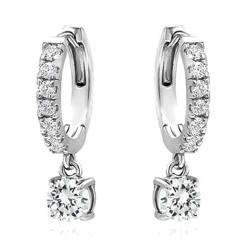 Zirkonia Huggie Creolen, Messing rhodiniert