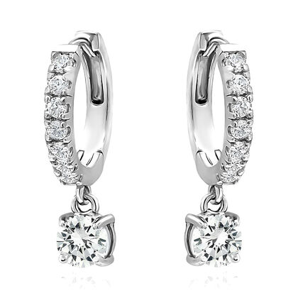 Zirkonia Creolen, Nickelfreies Messing, rhodiniert