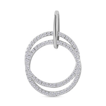 LUSTRO STELLA - Wei&szlig;er Zirkonia Anh&auml;nger 925 Silber rhodiniert