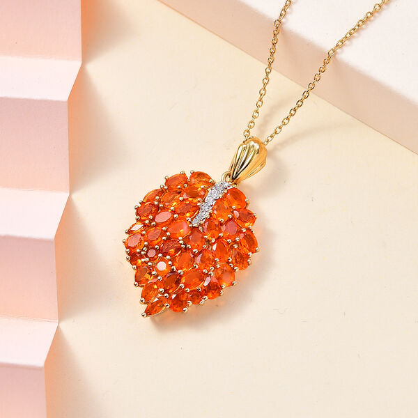 AA Feueropal und Zirkon Anhänger mit 45cm Kette - 3,55 ct. image number 9