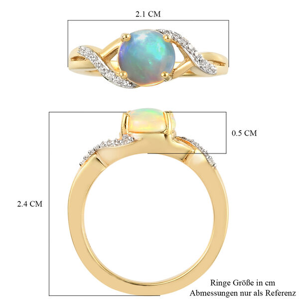 Nat&uuml;rlicher &Auml;thiopischer Opal und Zirkon Ring 925 Silber vergoldet  ca. 1,08 ct image number 7