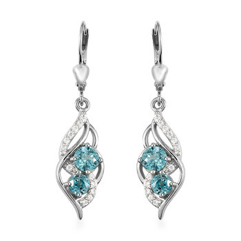 Kambodschanische, blaue Zirkon-Ohrringe, 925 Silber platiniert ca. 2,73 ct