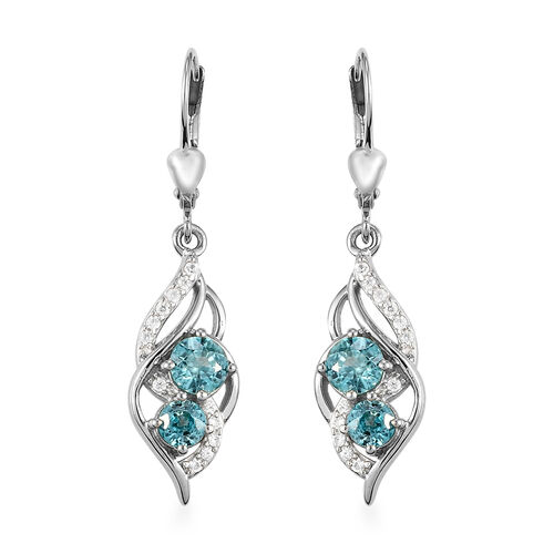 Kambodschanische, blaue Zirkon-Ohrringe, 925 Silber platiniert ca. 2,73 ct image number 0