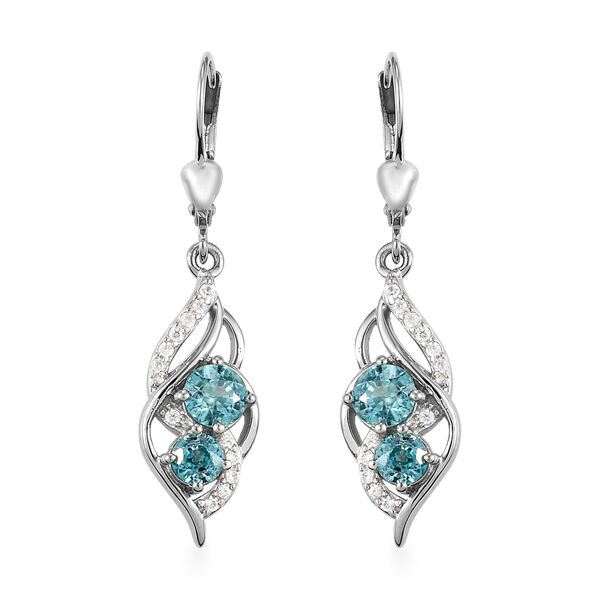 Kambodschanische, blaue Zirkon-Ohrringe, 925 Silber platiniert ca. 2,73 ct