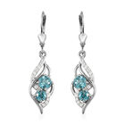 Kambodschanische, blaue Zirkon-Ohrringe, 925 Silber platiniert ca. 2,73 ct
