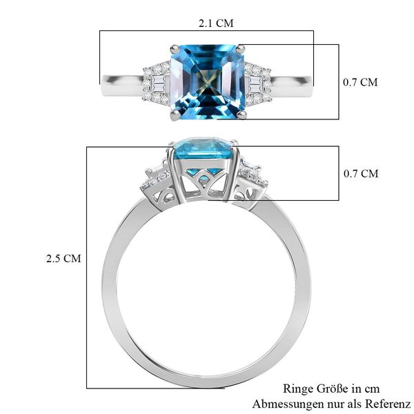AAA Blauer Zirkon, Wei&szlig;er Diamant Ring 375 Gold (Gr&ouml;&szlig;e 17.00) ca. 2,62 ct image number 7