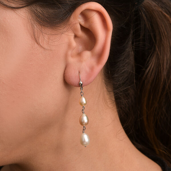 AA Mehrfarbige S&uuml;&szlig;wasser Perle Ohrringe 925 Silber rhodiniert image number 2