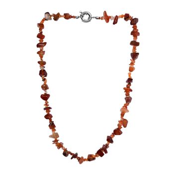 Karneol, Feueropal Halskette ca. 50 cm Messing platiniert ca. 195.00 ct