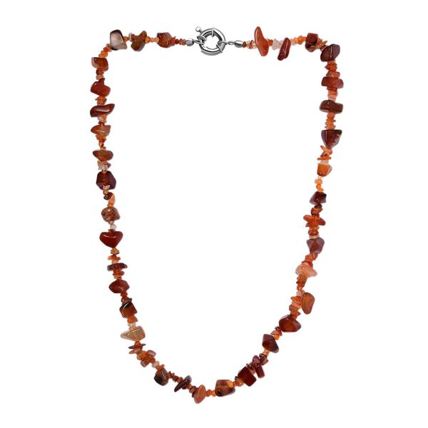 Karneol, Feueropal Halskette ca. 50 cm Messing platiniert ca. 195.00 ct image number 4