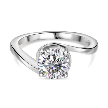 Moissanit Ring 925 Silber platiniert (Gr&ouml;&szlig;e 20.00) ca. 1,18 ct