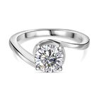 Moissanit Ring 925 Silber platiniert (Größe 20.00) ca. 1,18 ct