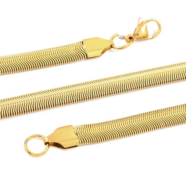 2er Set - Gliederkettendesign Armband und Halskette, Edelstahl, Goldfarben image number 3