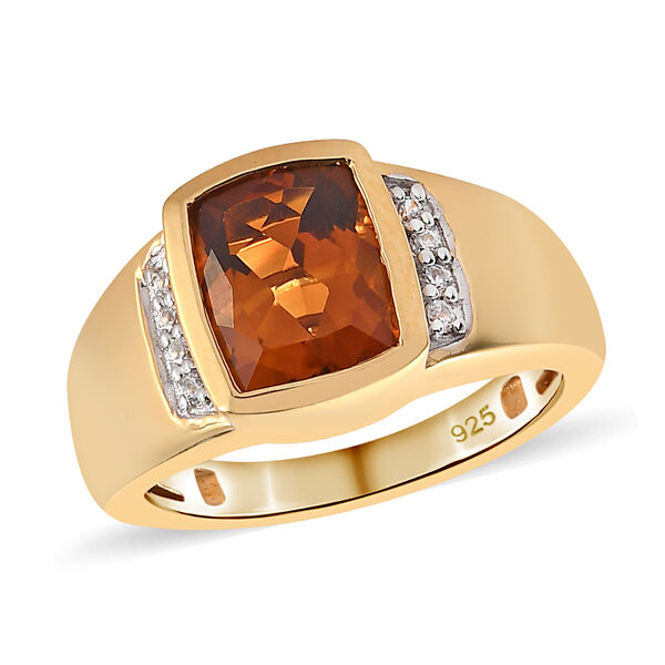 Madeira Citrin und Zirkon Ring 925 Silber vergoldet  ca. 2,03 ct image number 4