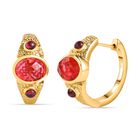 Padparadscha Quarz Triplette, Rhodolith Granat Ohrringe 925 Silber Gelbgold Vermeil ca. 5,50 ct.