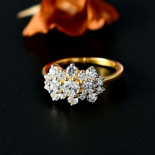 J Francis gefertigt mit SWAROVSKI- Swarovski Zirkonia Ring, 925 Silber 750 Gelbgold Vermeil image number 2