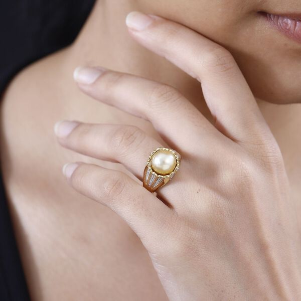 AA goldener S&uuml;dseeperle und Zirkon-Ring image number 10