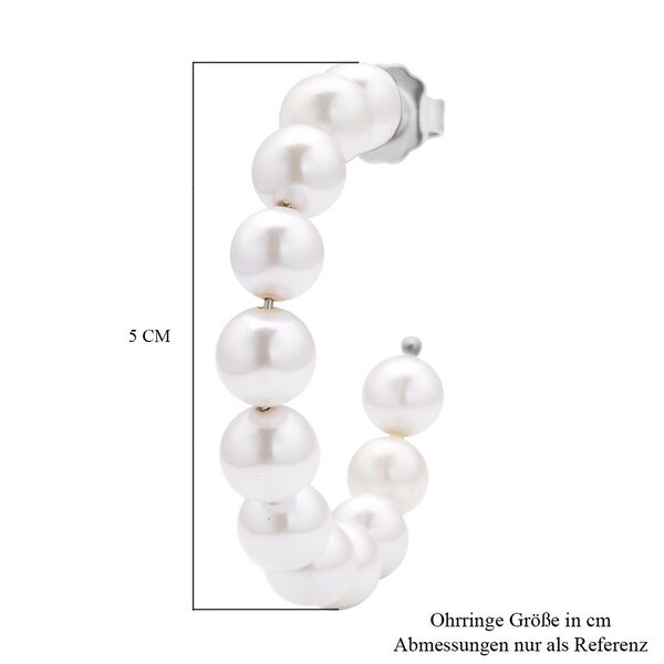 Wei&szlig;e Muschelkernperlen-Creolen, reiner Edelstahl image number 4