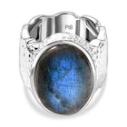 Labradorit Ring, Silberfarben (Größe 17.00) ca. 11.93 ct