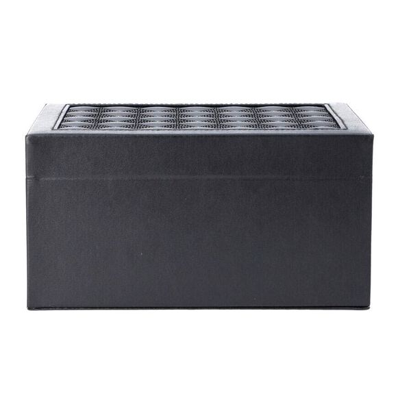 3-lagiges PU-Leder-Schmuckk&auml;stchen, herausnehmbare Elemente und Schloss, kariertes Steppmuster, schwarz image number 5