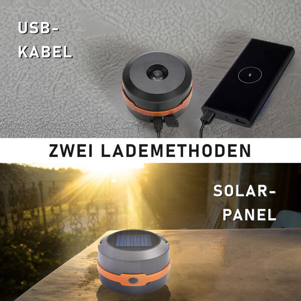 Wiederaufladbare LED-Solar-Campingleuchte, Orange image number 4