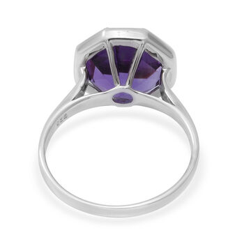 Lusaka Amethyst Solit&auml;r Ring 925 Silber Platin-&Uuml;berzug