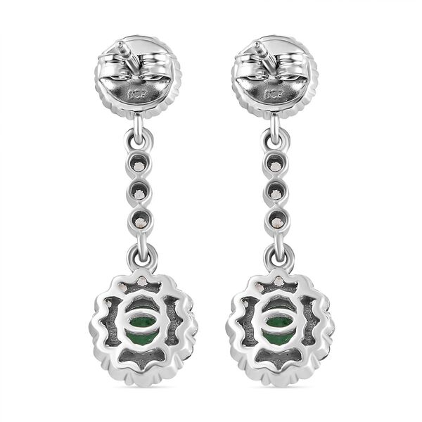 Kagem sambischer Smaragd und Zirkon-Halo-Ohrh&auml;nger, 925 Silber platiniert, 2,19 ct. image number 5