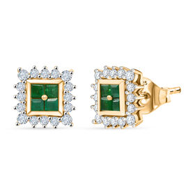 Smaragd und Moissanit Ohrringe - 0,76 ct.
