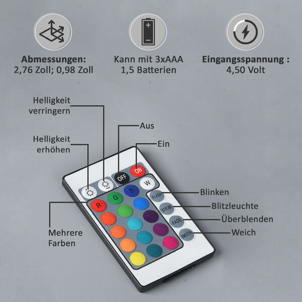 2er Set, LED Wasserfarblicht mit Fernbedienung (ca. 7x7x2cm) image number 3