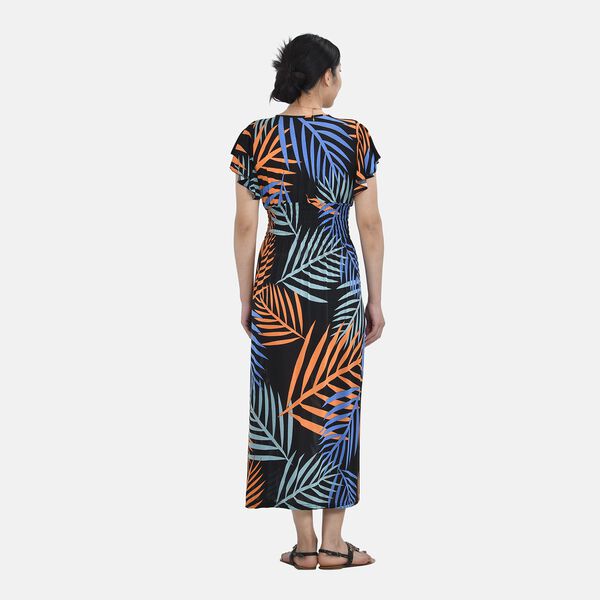 Maxikleid mit gesmokter Taille und Flatter&auml;rmeln, One Size, schwarz image number 10