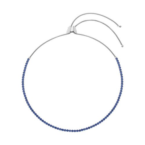 Blaue Zirkonia Halskette, ca. 38 cm, Edelstahl image number 0