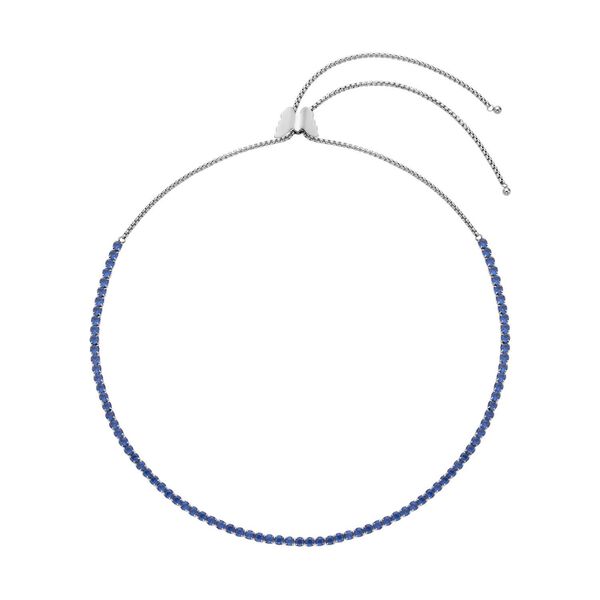 Blaue Zirkonia Halskette, ca. 38 cm, Edelstahl image number 0